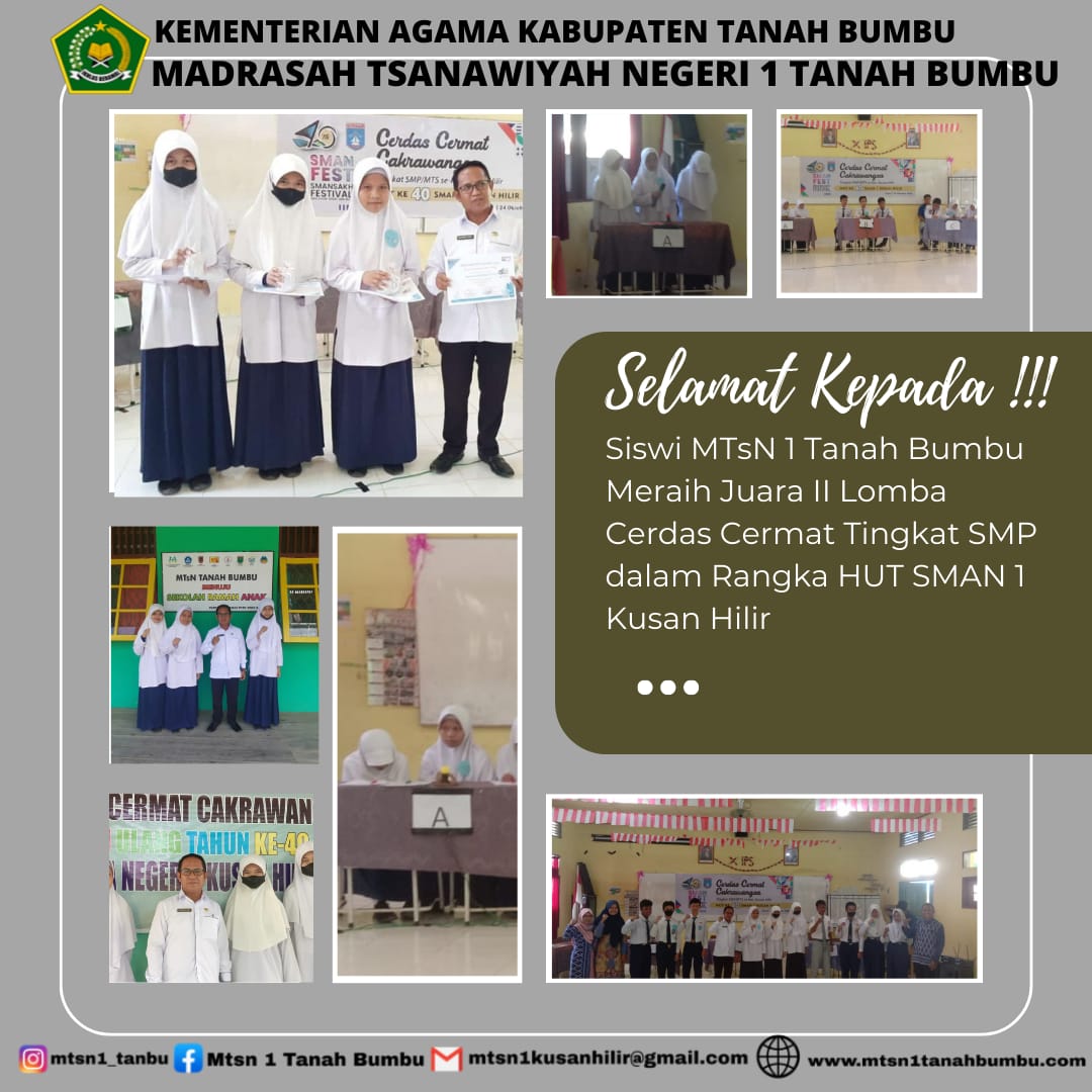 (2022)Juara II Lomba Cerdas Cermat Tingkat SMP HUT SMAN 1 Kusan Hilir